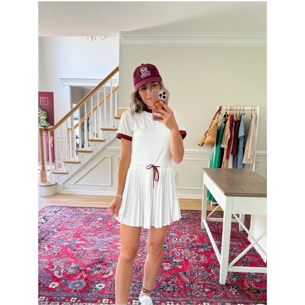 NWT Varley Trent Court Dress 30” Size Small WhitE Burnt Henna Tennis Pleated - Picture 6 of 10